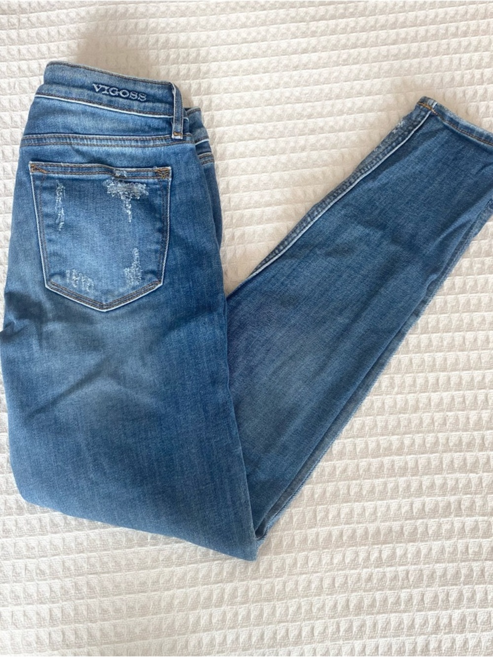 Vigoss Women's Blue Distressed Skinny Jeans size 27